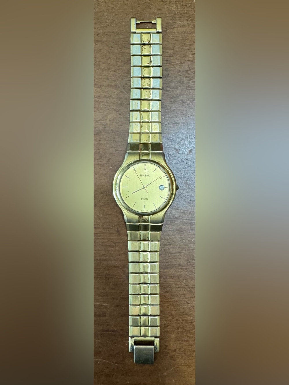 Pulsar Quartz Gold Tone Dress Watch with Date Window